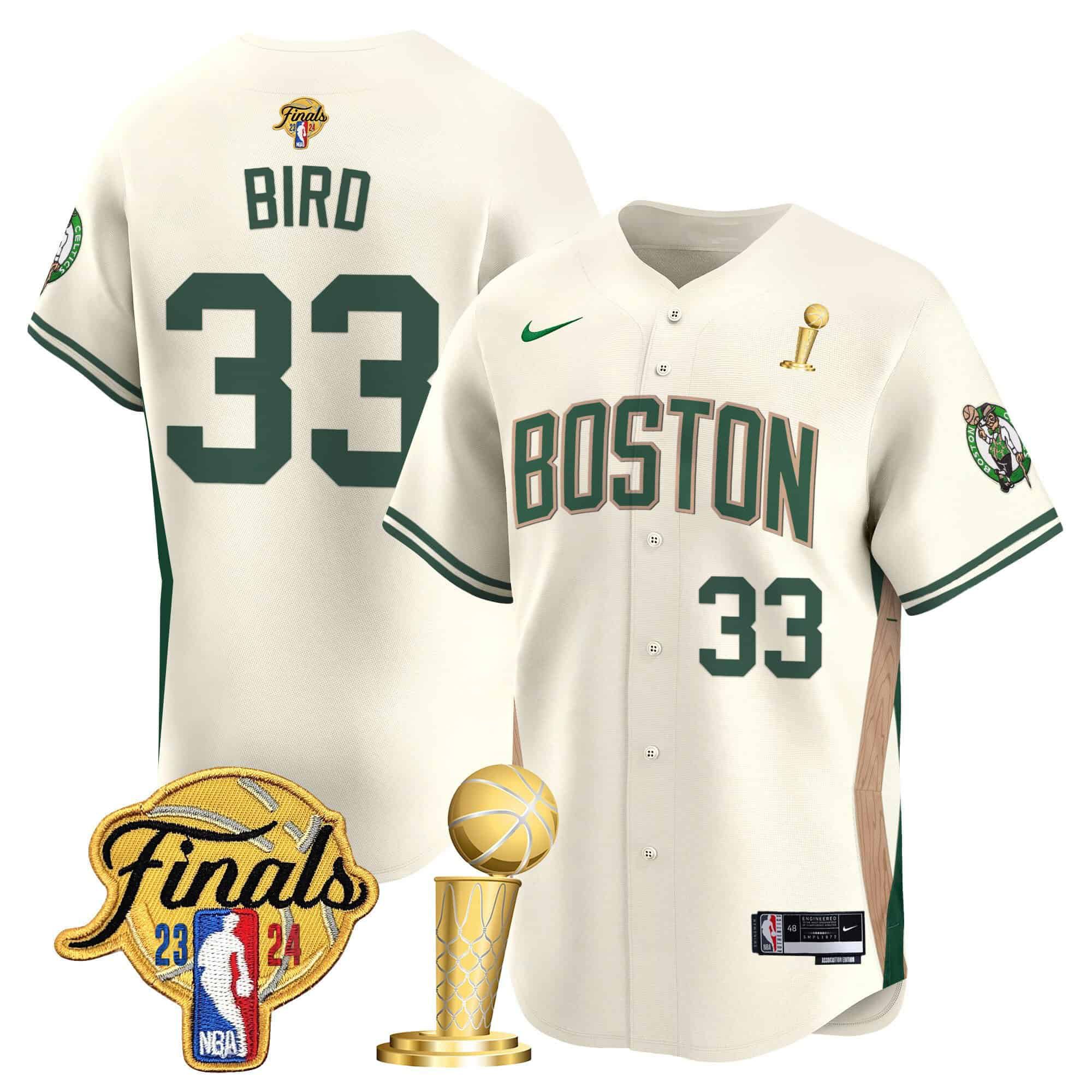 Men Boston Celtics #33 Bird Cream 2024 Nike Final & Champions Patch Baseball NBA Jersey->boston celtics->NBA Jersey